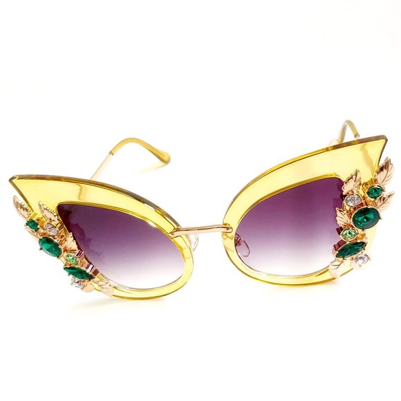 Lime Retro Pinup Cat Eye Sunglasses - Picture 2 of 4